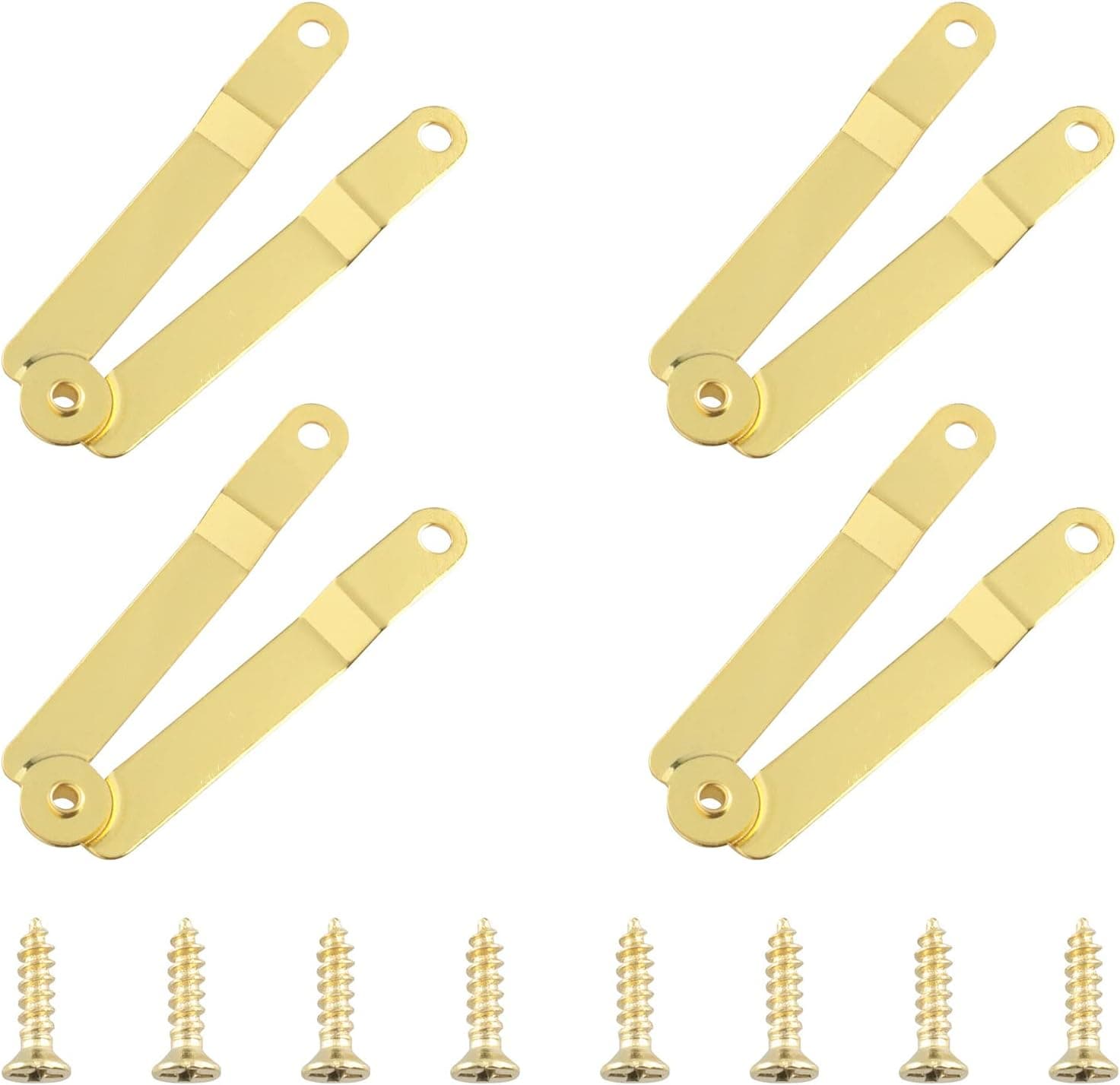 JianLing 4PCS Gold Folding Lid Support Hinges, Decorative Box Support Hinge Bracket Hinge, Box Gift Case Iron Cover Lid Support Hinges with Mounting Screws