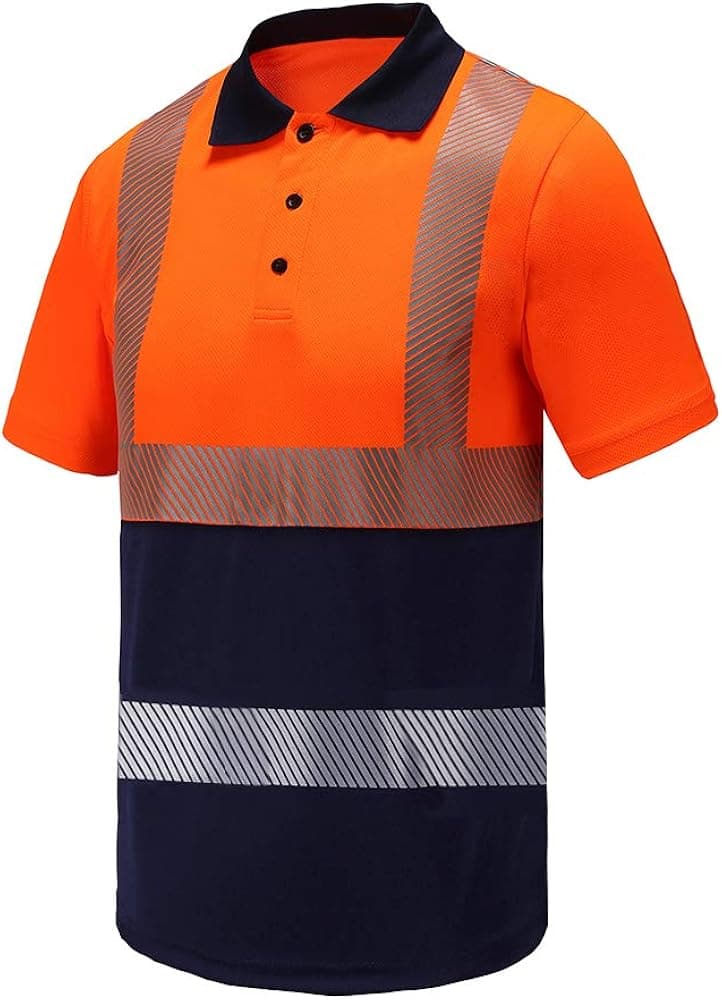 Reflective Workwear Safety Short Sleeve Polo for Takeaway Deliveryman Orange L