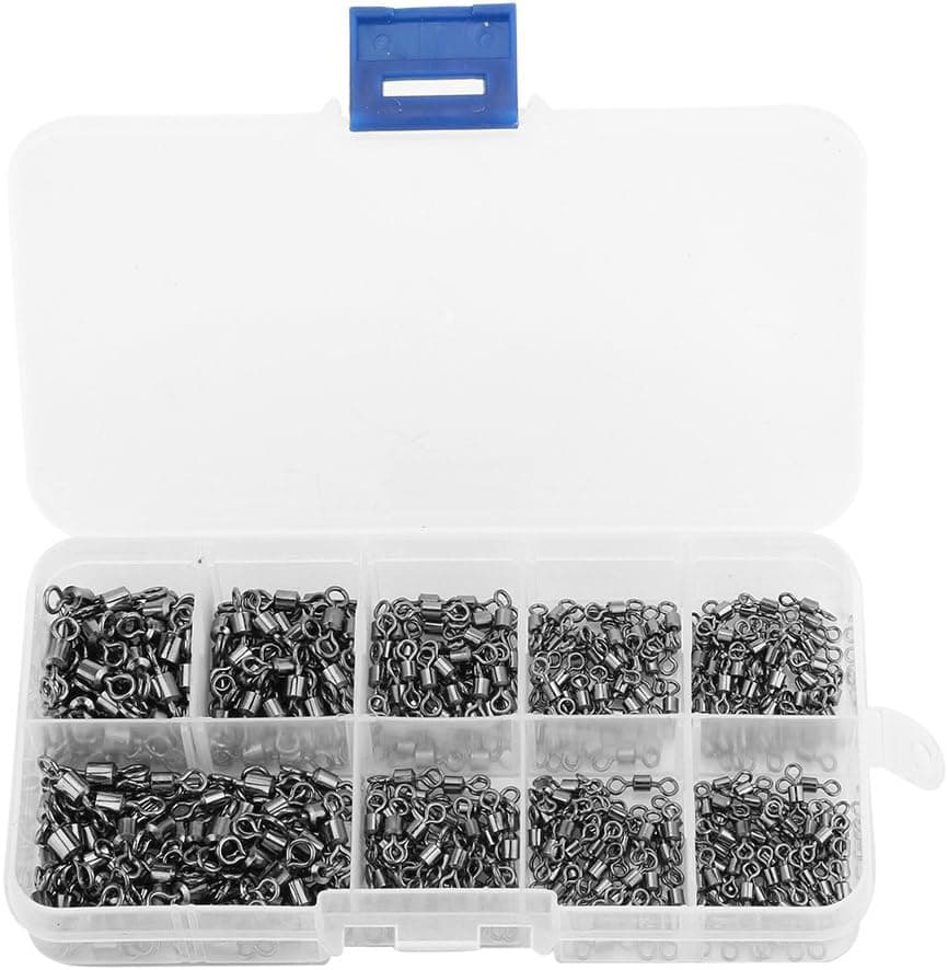 VGEBY 210 Pcs High Strength Fishing Rolling Swivels with Solid Rings Fishing Hook Connector Tackle Fishing Tools and Accessories Fishing Swivels Freshwater