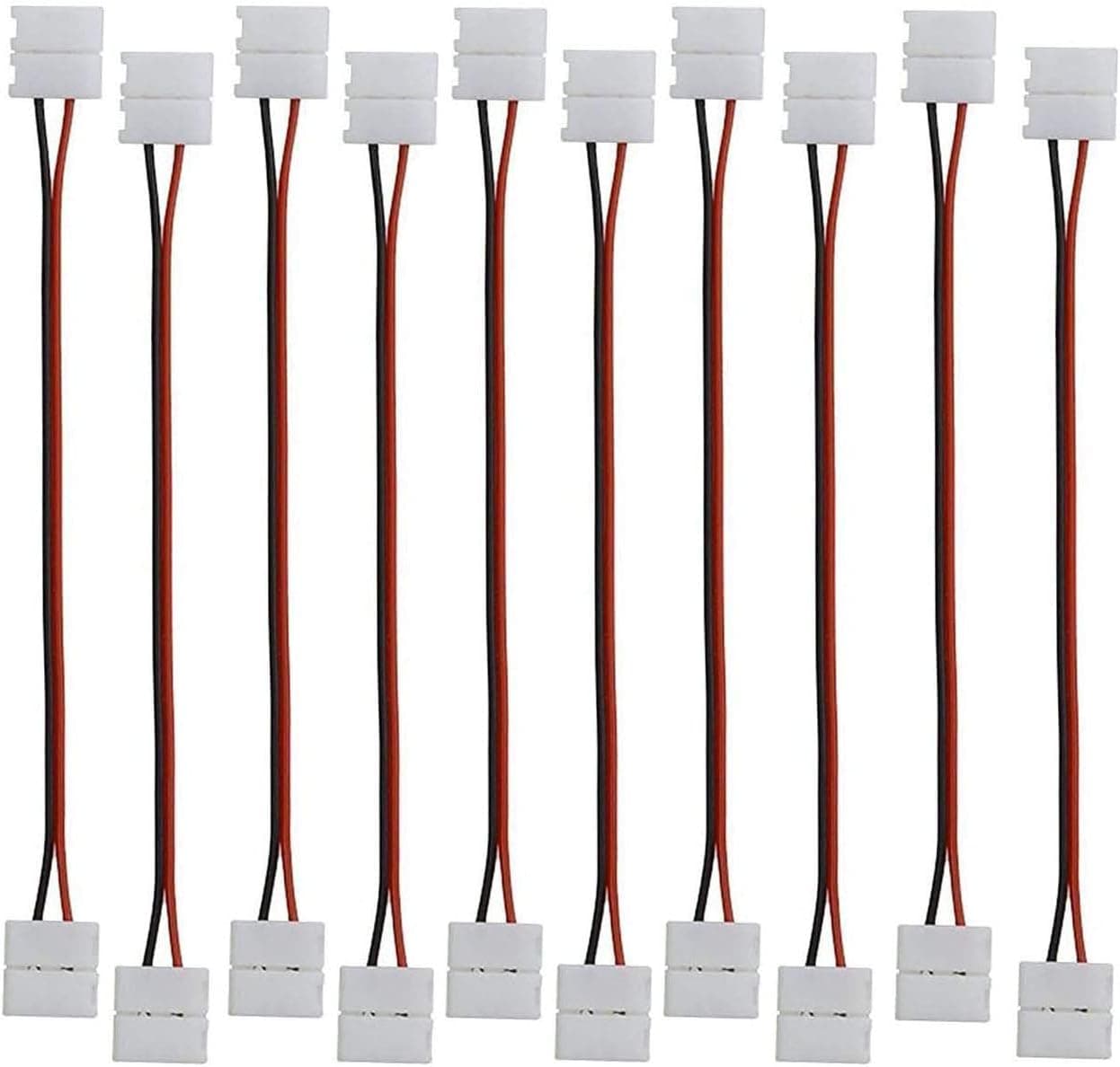 LitaElek 10pcs LED Strip Connector 2 Pin LED Tape Connector Cable for 10mm Wide SMD 5050 5630 Monochrome LED Ribbon Light LED Strip Corner Connector Adapter LED Extension Cord Wire, 17cm Long