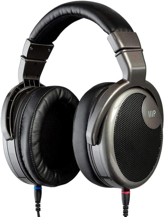 Monoprice HR-5 Wired Headphones - Black/Silver with 42mm Drivers, High Resolution Open Back, 1.3mm Cable