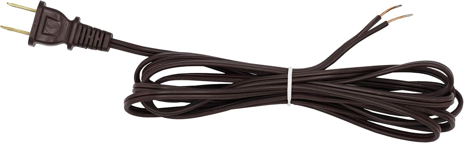 Creative Hobbies Brown Lamp Cord, 12 Foot Long, Replacement Lamp Cord Lamp Repair Part, 18/2 SPT-1 Wire, UL Listed (1)