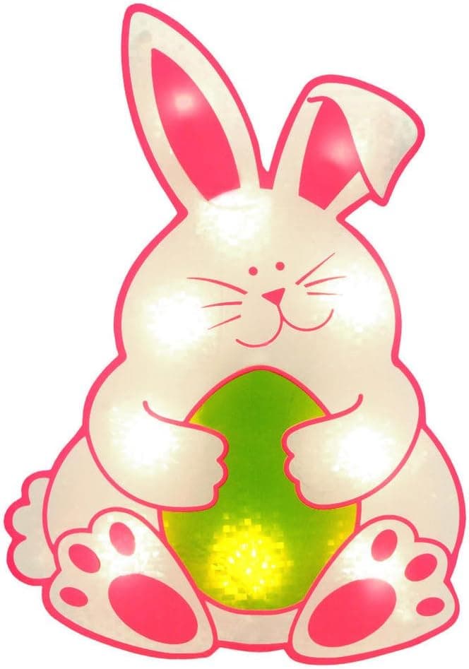 Miles Kimball Impact Innovations Easter Shimmer Lighted Window Decoration, Bunny with Egg