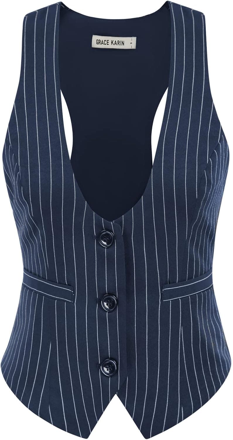 GRACE KARIN Womens Waistcoat Vest Vintage Steampunk Dress Racerback Jacquard Jacket