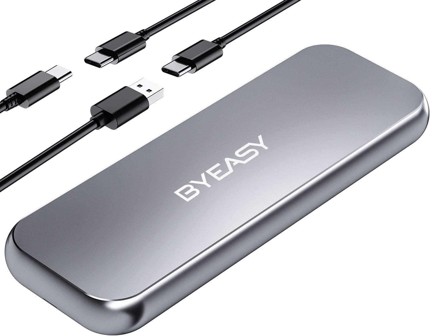 BYEASY M.2 NVMe SSD Enclosure Adapter with USB C/Thunderbolt 3 Compatible up to USB 3.1 Gen 2 Speeds (10Gbps). Includes USB-C and USB 3.0 Cables HD-01 (Supports EVO 970 NVMe SSDs 2280 2260 2242 2230)