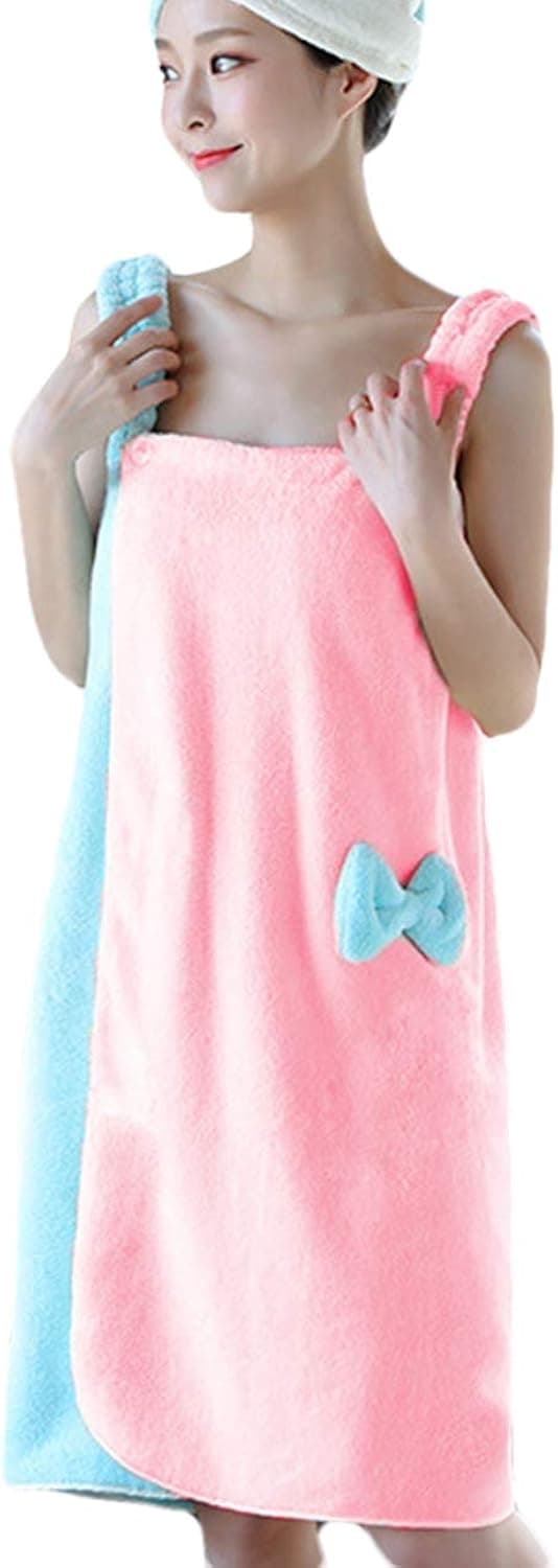 Women Cute Bowknot Spa Bath Towel Wrap Shower Robe Sleeveless Bathrobe Nightwear Spa Hotel Body Wrap with Straps