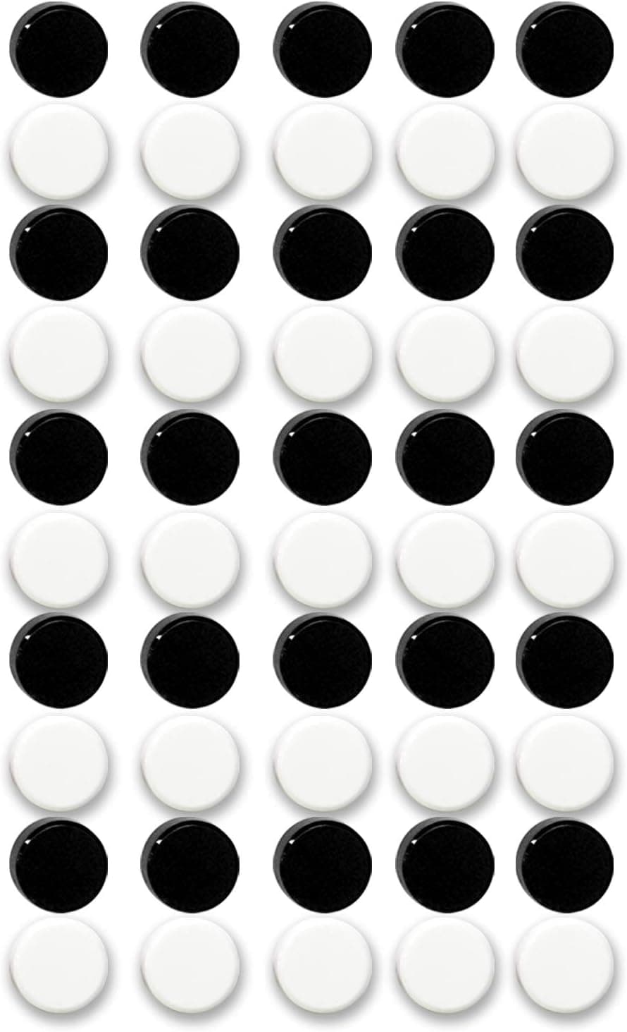 Qualsen Office Magnets 50 Pack, Heavy Duty Round Refrigerator Whiteboard Locker Magnets (Black+White)