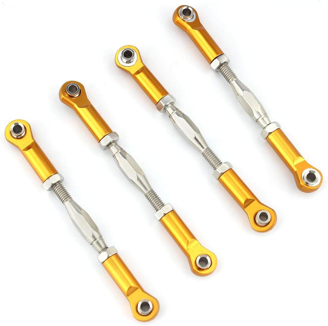 Hosim Front Rear RC Turnbuckles Set, Adjustable 83-97mm Camber Linkage Rod Ends Aluminum for 1/10 Traxxas Slash 4x4 RC Cars Replacement Upgrades Hop up Parts (4 PCS) (Gold)