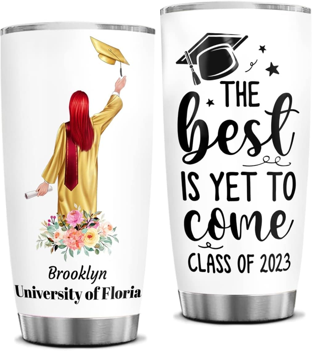 wowcugi Personalized Graduation Tumbler The Best Is Yet To Come Class Of 2023 Custom Cups with Lid 20oz 30oz Coffee Mugs Graduation Gifts Masters Tumblers for Men Women Graduating Daughter Son