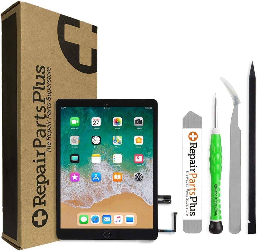 Repair Parts Plus for iPad 6 (6th Gen) Screen Replacement LCD and Glass Touch Digitizer Premium Kit (9.7", 2018 - A1893 | A1954) + Home Button, Tools, Adhesive - Black