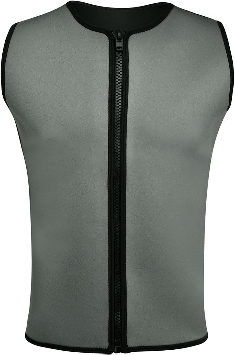REALON Wetsuits Top Jacket Women Men 2mm Neoprene Shirt Adult Wet Suit Front Zipper Long Sleeve Tank Swimsuit Thermal Keep Warm for Scuba Surf Swim Diving Snorkeling Water Sports (Gray Vest, XXXL)