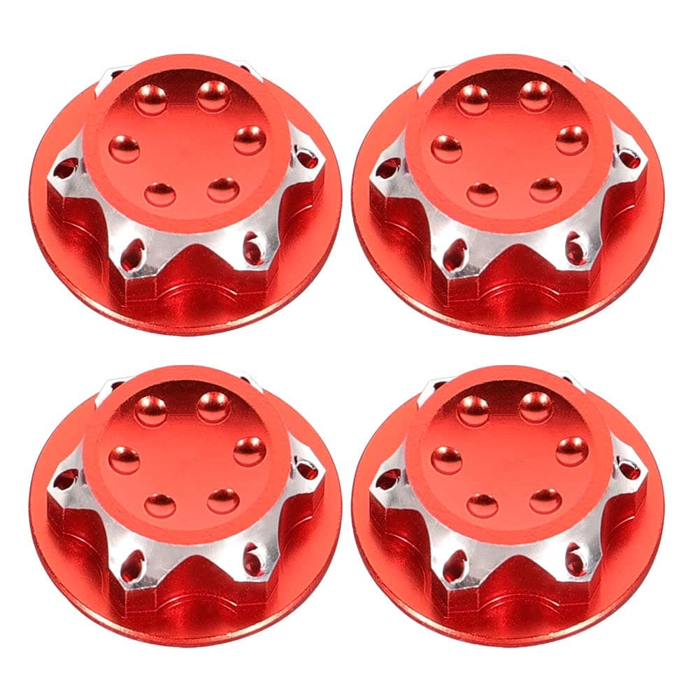 WEISHUJI Dust Lock Nuts Adapter, Anti-Skid Dust Lock Nuts,17mm Hex Wheel Nut for Traxxas X-Maxx 1/8 RC Car Upgrade Accessories(Red,4Pcs)