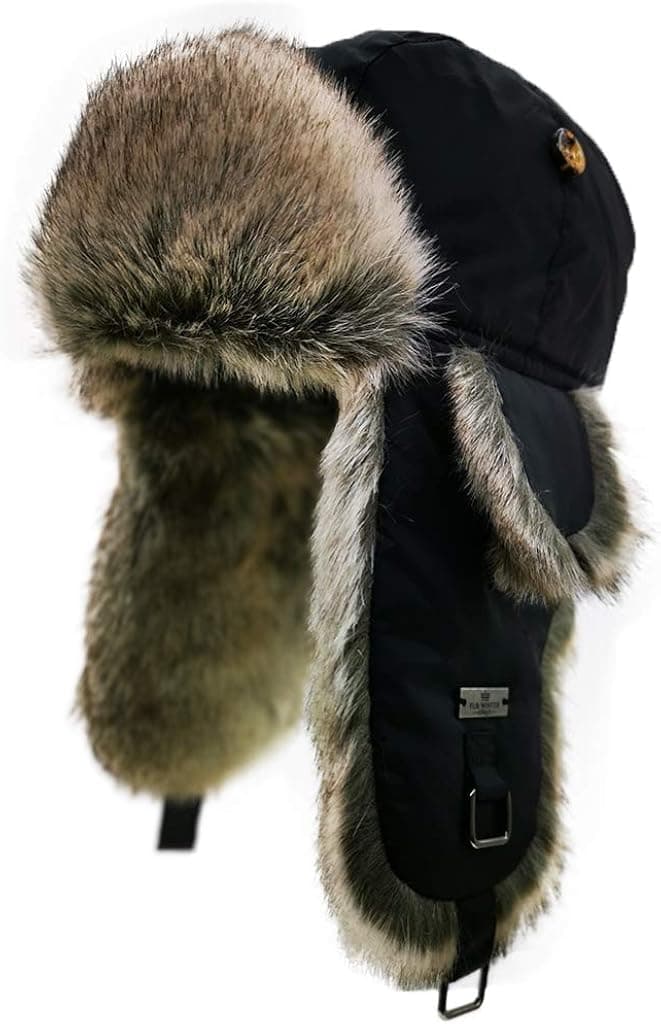 FUR WINTER Taslon Faux Fur Aviator Ski Trapper Trooper Pilot Hat