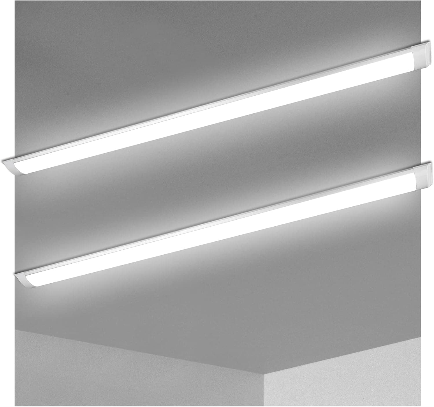 KILIPOL 5FT LED Batten Light, Ceiling Surface Mounted Slim Aluminum LED Tube Lights, 50W 4000K Neutral White for Office, Shop, Garage, Home, 2 Packs
