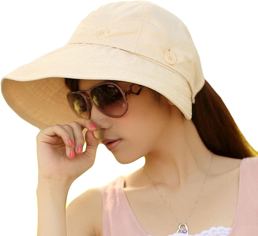 LOCOMO Detachable Roll Summer Beach Sun Visor Wide Brim Hat Cap FFH042
