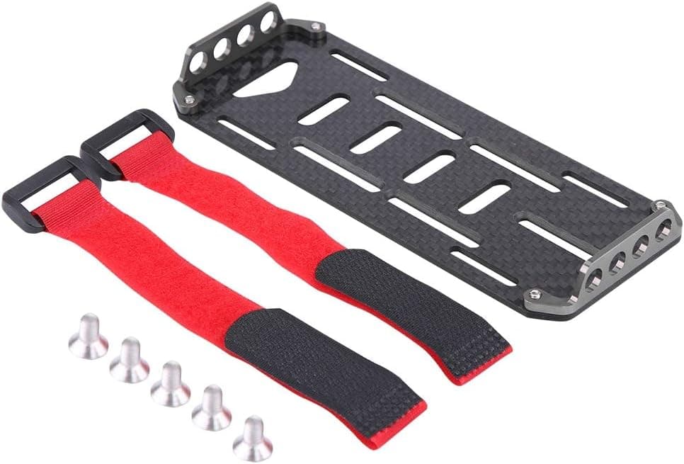 RC Car Battery Plate, Carbon Fiber Battery Mounting Plate with Tie for 1/10 Traxxas Hsp Redcat RC 4-Wheel-Drive Axial scx10 D90 HPI Battery