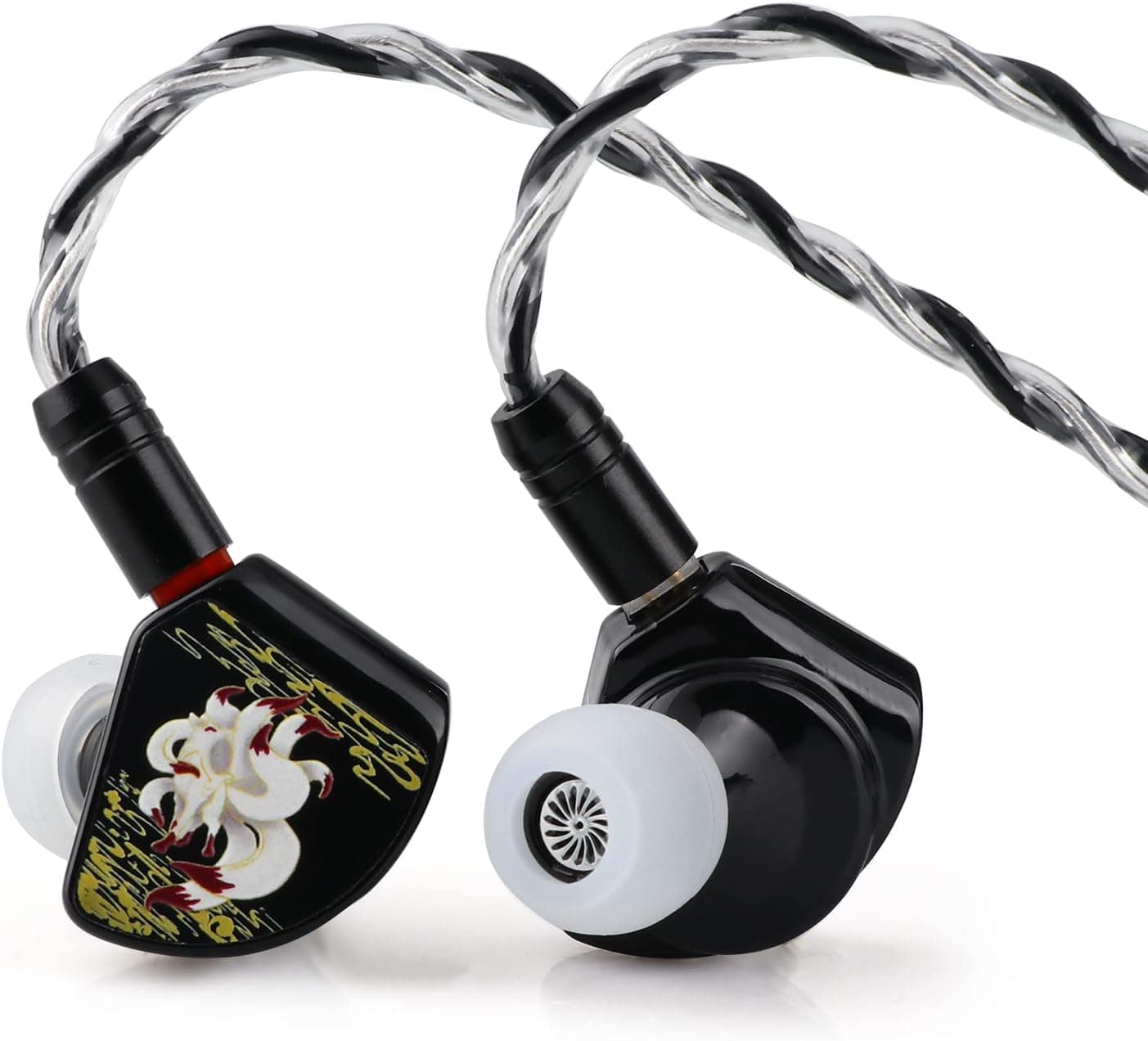 Linsoul Kinera Gumiho 10mm SPD Planar Driver + 1BA in Ear Earphone Monitor with 3D Printed Cavity, Detachable 0.78mm 2Pin Silver-Plated Alloy Copper Cable IEM (Black)