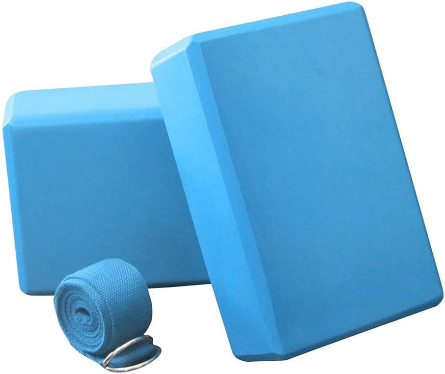 Anfire Yoga Block, Yoga Blocks 2 Pack & Strap - Balance & Flexibility Eva Foam Exercise Blocks