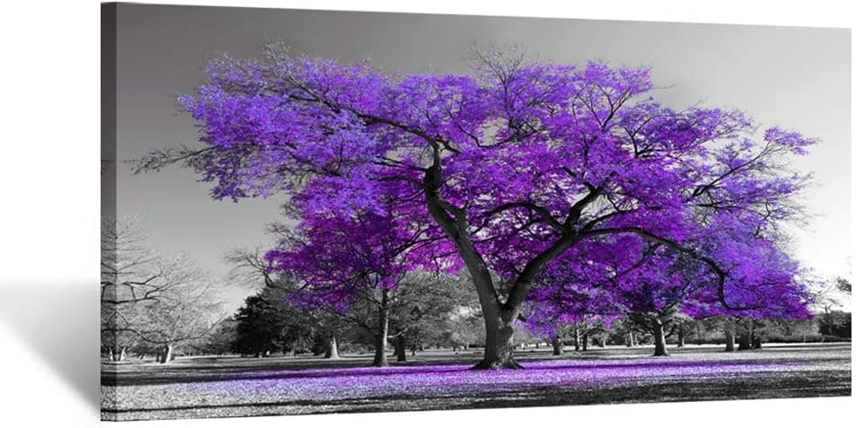 Kreative Arts Canvas Prints Purple Tree Framed Wall Art Big Tree Landscape Contemporary Picture for Home Decoration Office Wall Decor Ready to Hang 20x40inch
