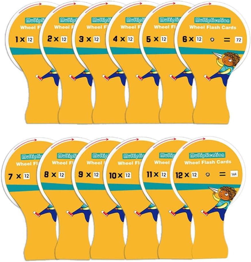 FaCraft Multiplication Wheel Flash Cards 1~12 for Learning and Self-Checking