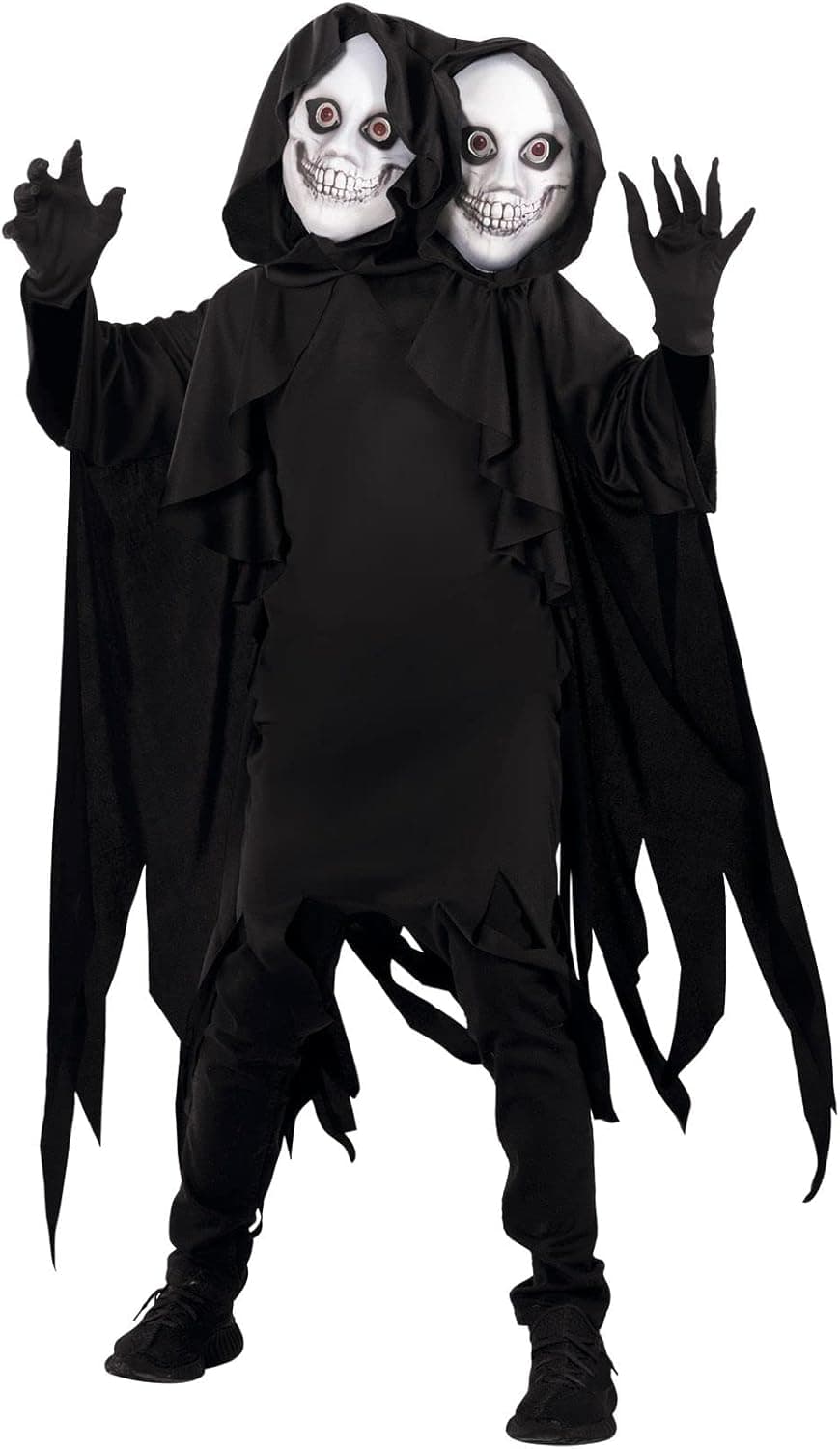 Morph Grim Reaper Costume Kids 2-Headed Ghoul Outfit Scary Ghost Halloween Costumes For Kids