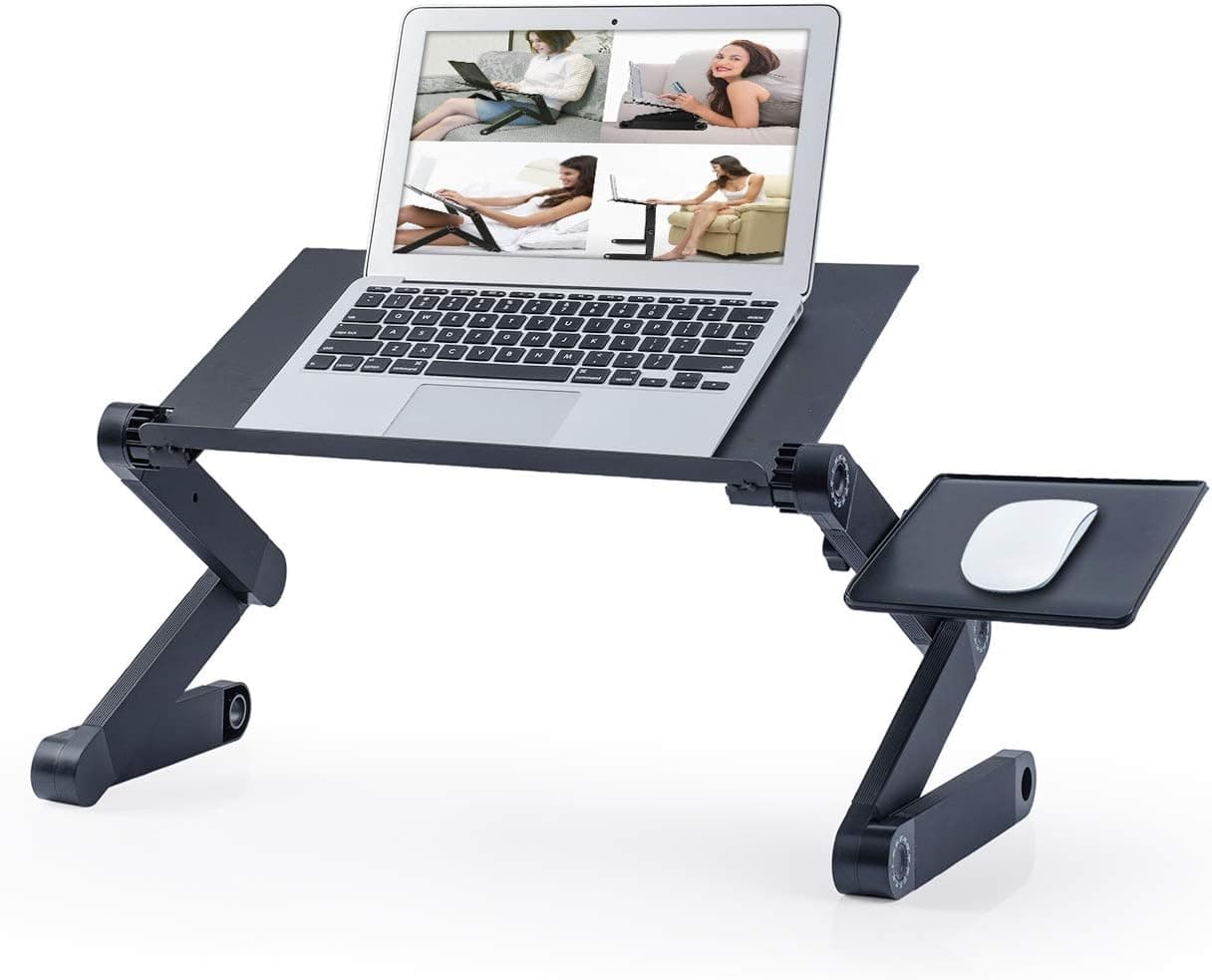 Adjustable Height Laptop Desk for Couch, Laptop Stand for Bed, Foldable Laptop Desk Workstation from Home, Notebook Riser Ergonomic Computer Tray Reading Holder TV Bed Tray