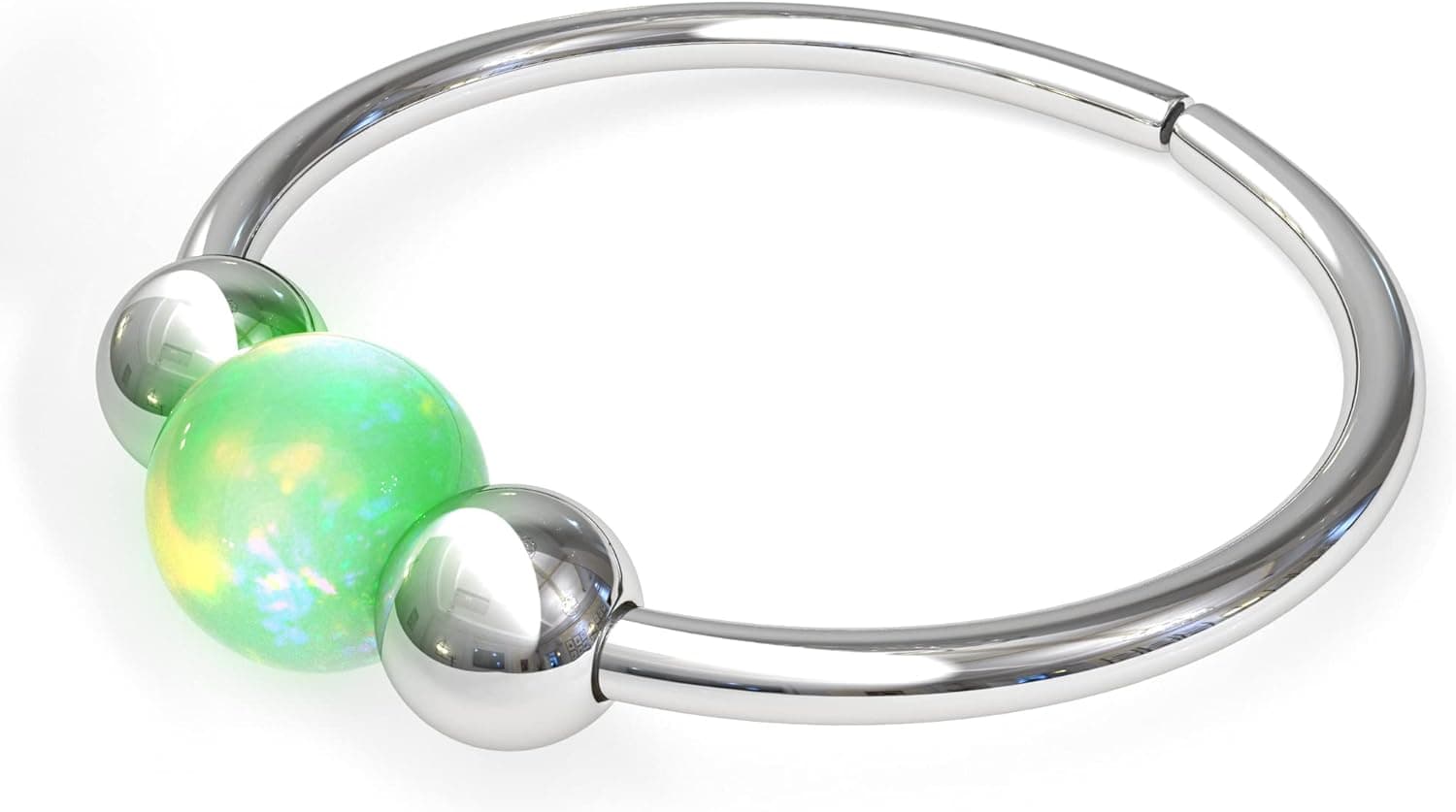 Silver Nose Ring Hoop with Green Opal - 20 Gauge Nose Piercing Hoops Hypoallergenic - Handmade Body Jewelry Women Men