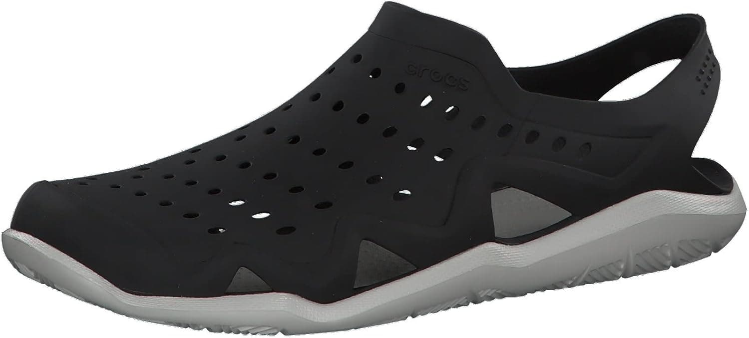 Crocs mens Swiftwater Wave Sandal, Black/Pearl White, 13 M US
