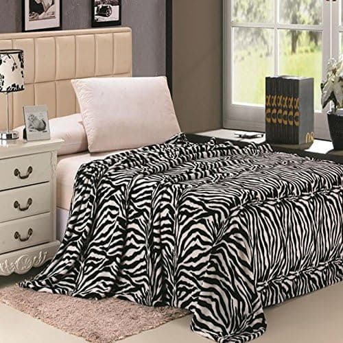 Plazatex Animal Prints MicroPlush Zebra King Blanket Brown