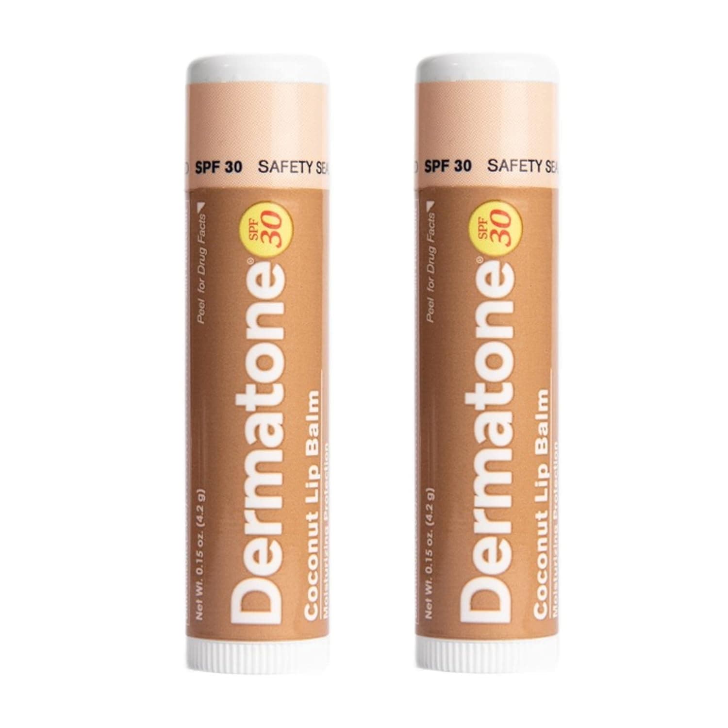 Dermatone Lip Balm SPF 30 | Moisturizing | Formulated Therapy to Soothe & Replenish Chapped and Cracked Lips (Coconut Lip Balm, 0.15 Oz Pack of 2)