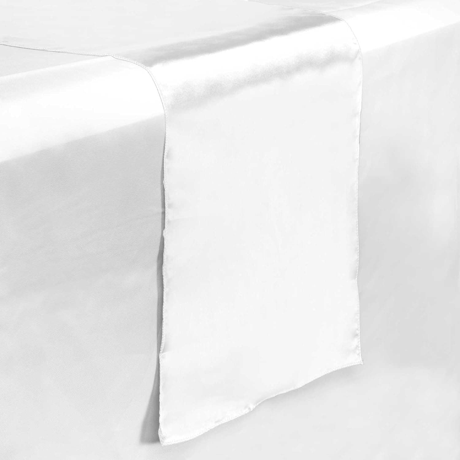 Lann's Linens - 5 Satin 12" x 108" Dining Room Table Runners for Wedding, Reception or Party - White