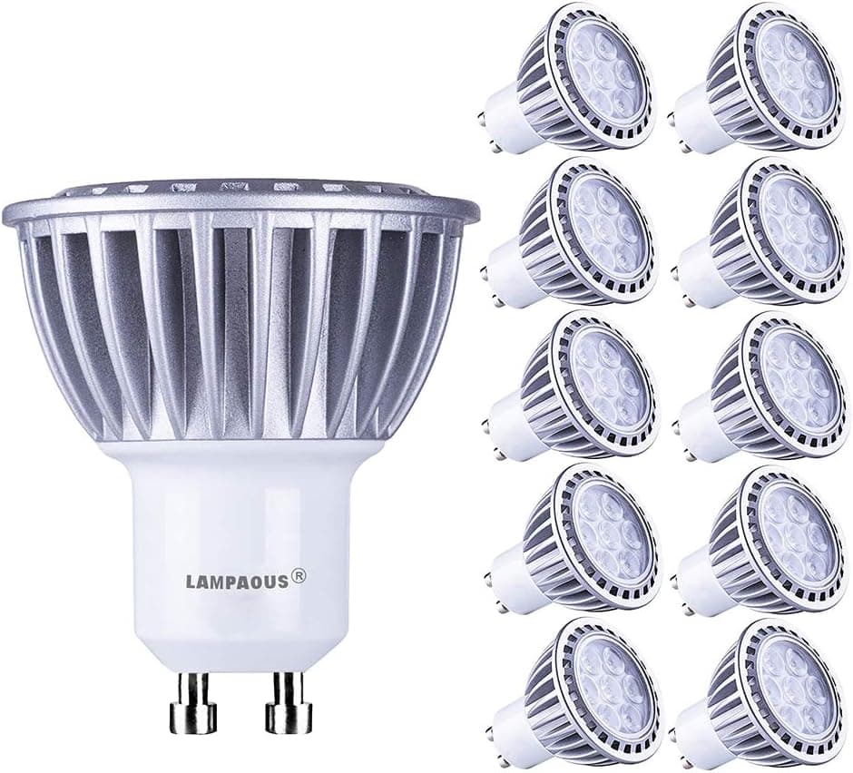 LAMPAOUS GU10 LED Light Bulbs,Indoor LED Bulb,70W Halogen 2 Pin Equivalent,GU10 Base Spot Lights,mr16 Shape Recessed Track Light Bulb,Non-Dimmable,7W, 560lm, 3000k Warm White,60° Beam Angle,10pcs…