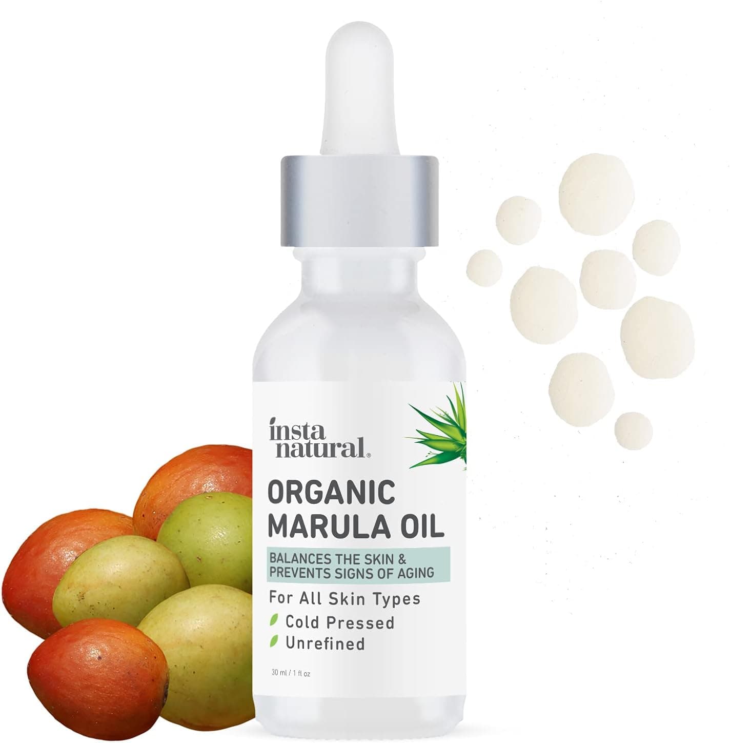 Organic Marula Oil - 100% Pure, Non GMO, Cold Pressed, Unrefined, Moisturizing and Balancing for Hair, Body, Hands or Cuticle & Normal to Oily Skin - Complete Organics by InstaNatural - 1 Fl Oz