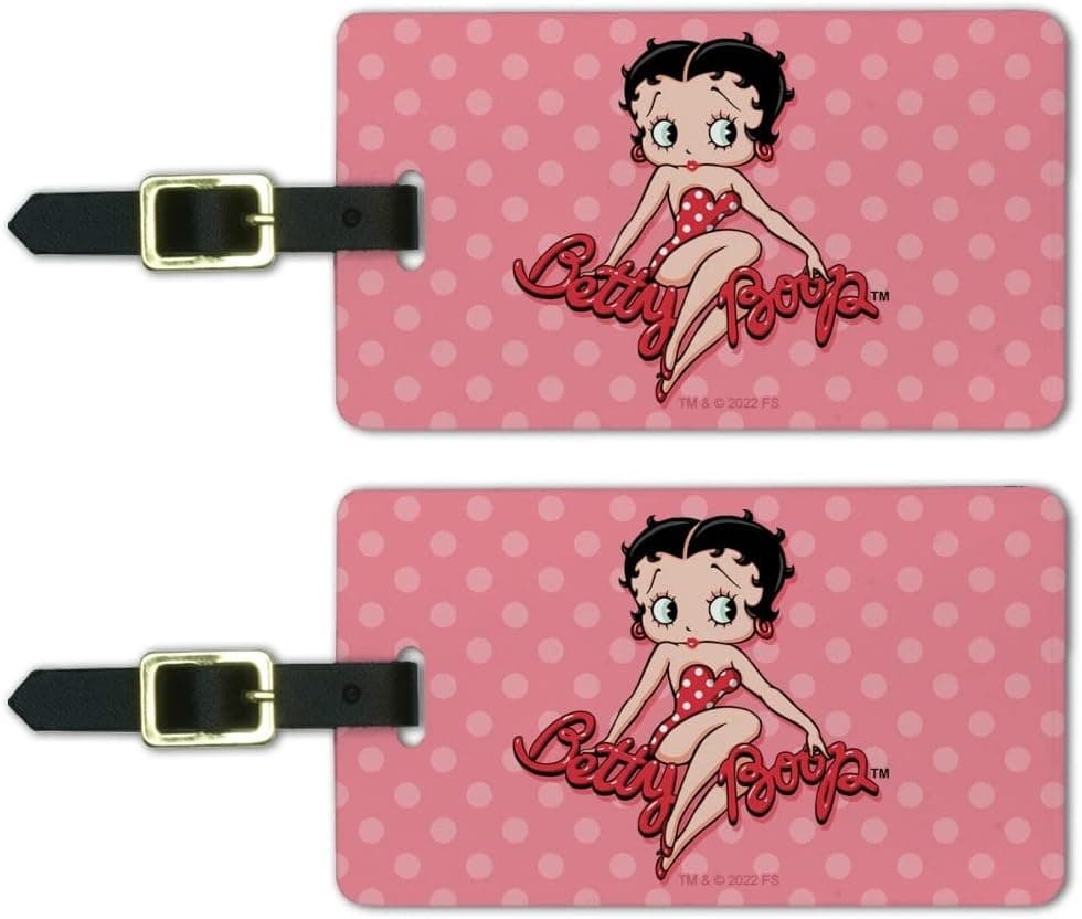 Betty Boop Pink Polka Dots Luggage ID Tags Suitcase Carry-On Cards - Set of 2