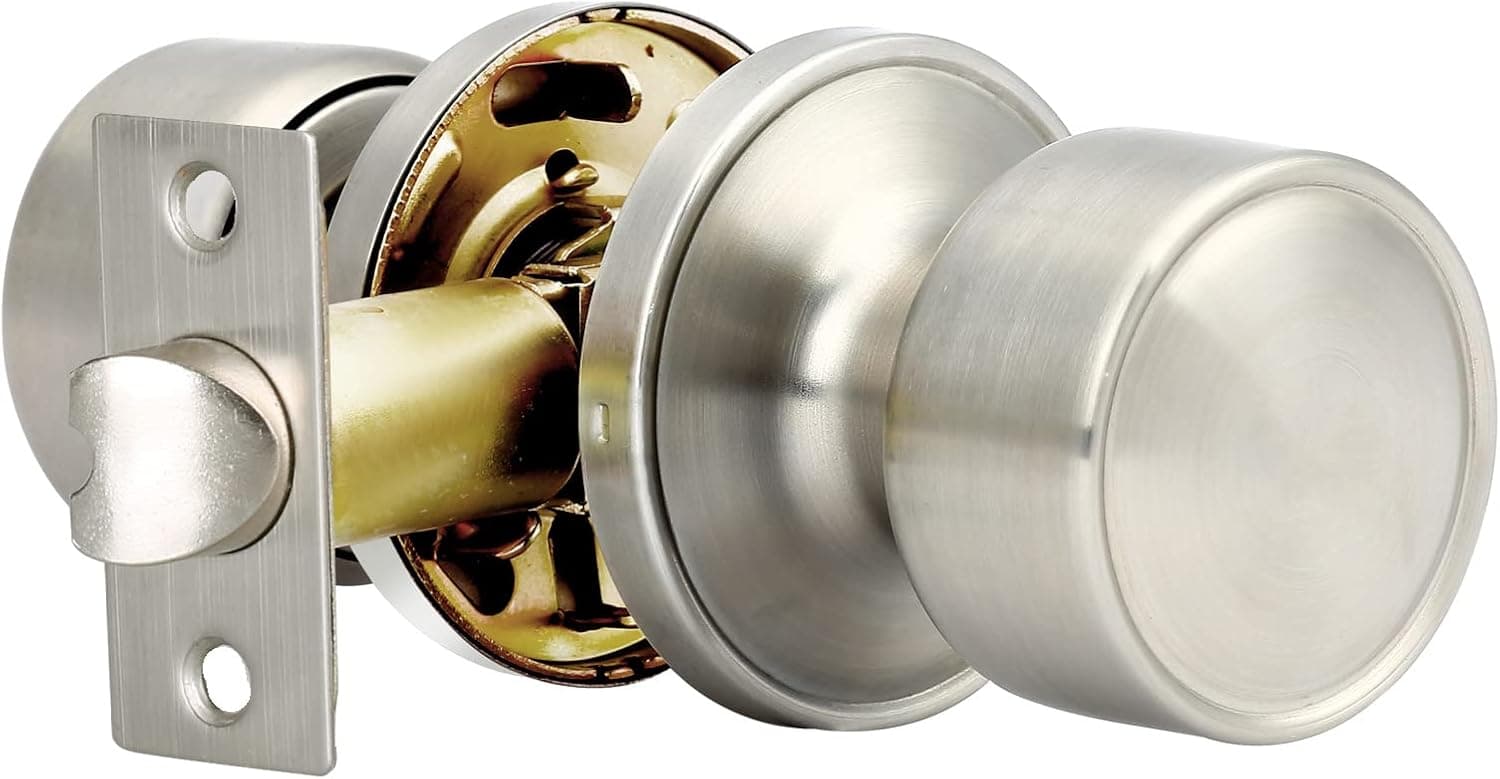 Cielsa Dawn Passage Door Knob with Nonlocking, Round Modern Ball Knob (Satin Stainless, Passage)