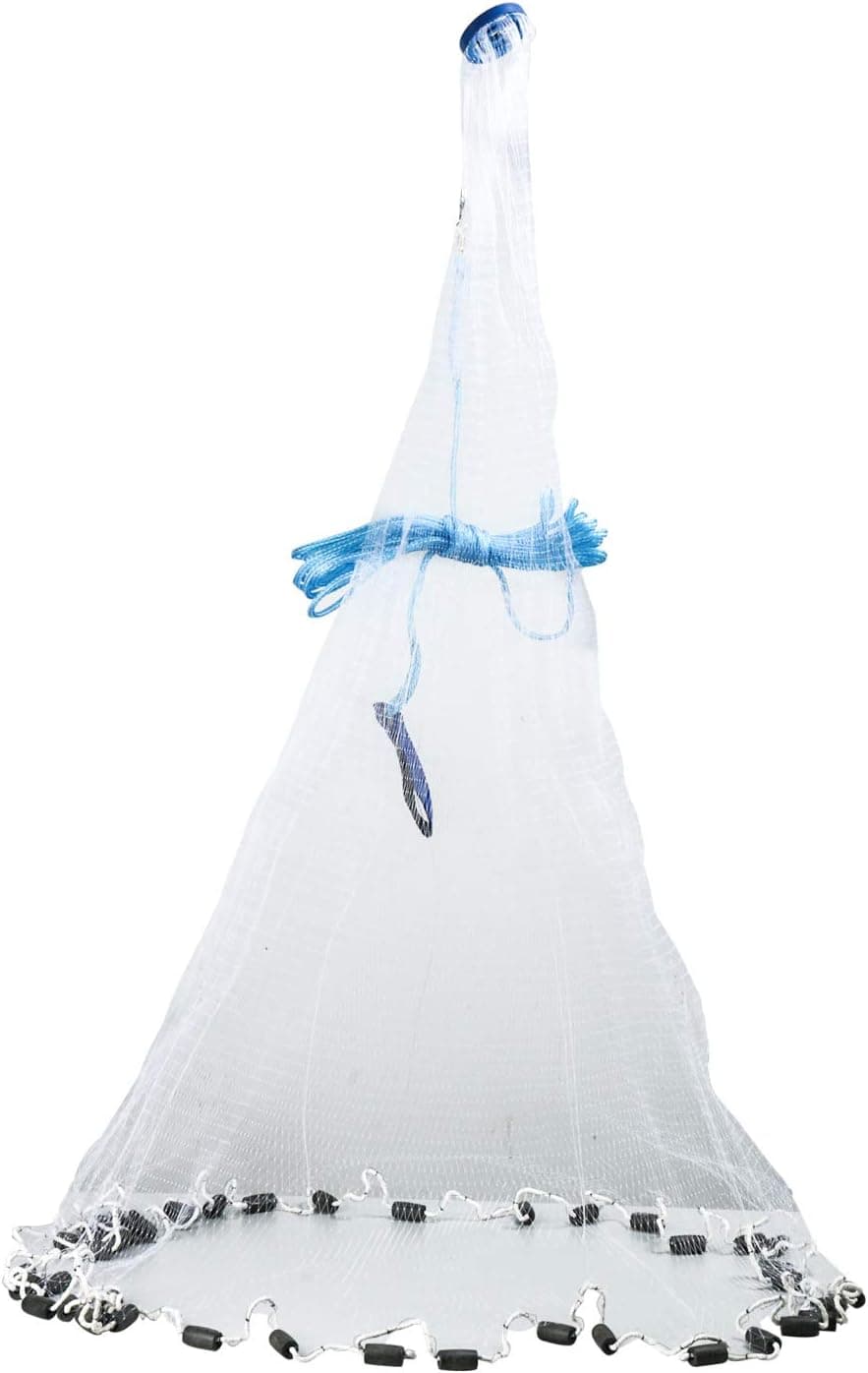 YaeMarine Saltwater Fishing Cast Net Fishing Net Fishing Throw Net Bait Trap Fish Net 4ft/6ft/8ft/10ft/12ft Radius Bag & Environmental-Friendly M, Monofilament Nylon Netaterial Sinker