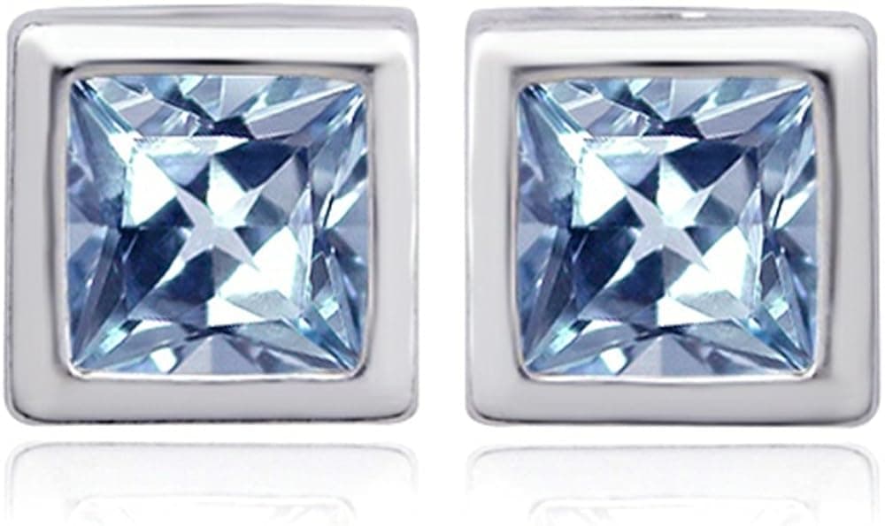 Star K Sterling Silver 8mm Square Cut Earring Studs