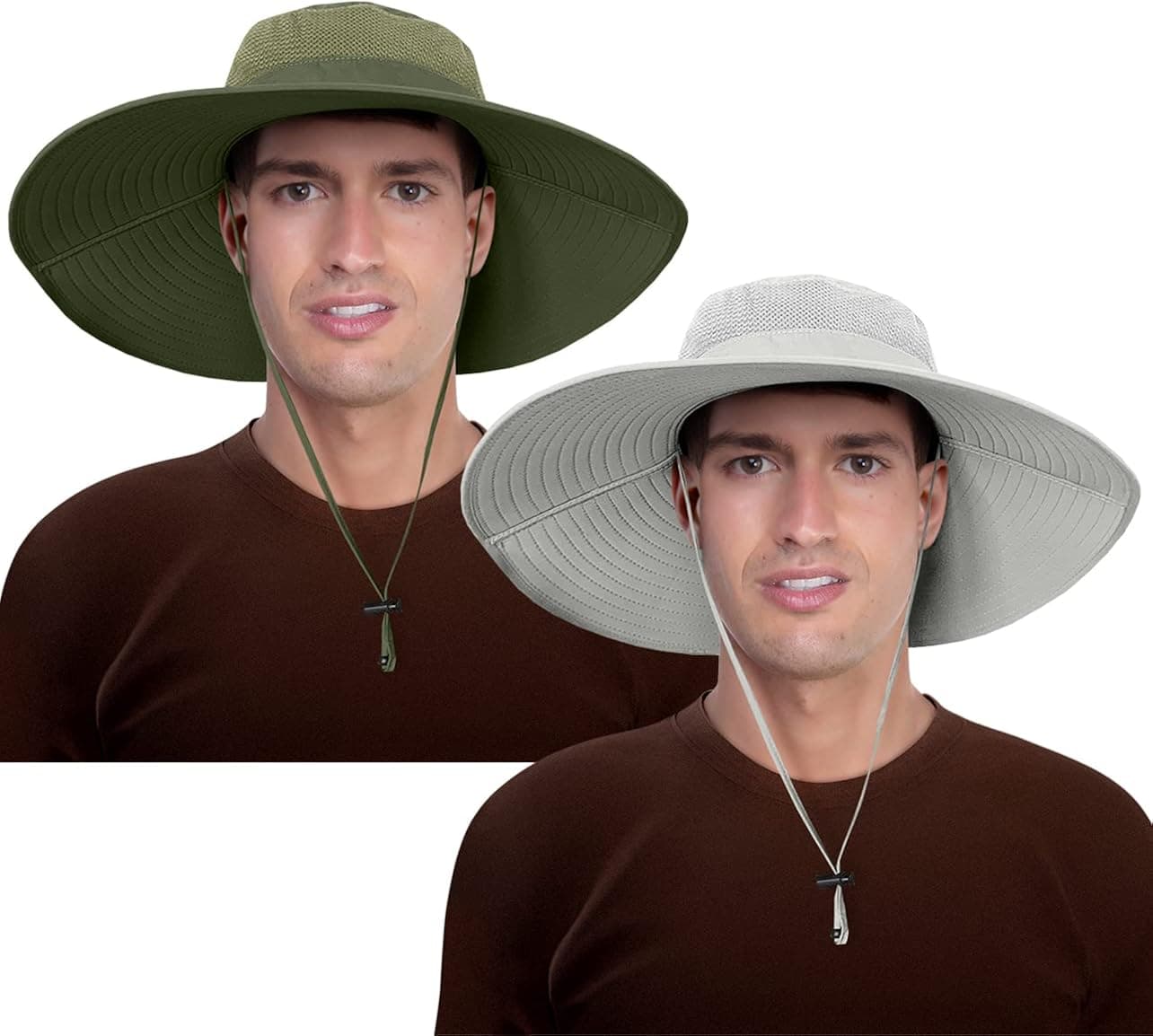 2 Pack Super Wide Brim UPF50 Sun Protection Breathable Hat for Fishing,Hiking,Gardening