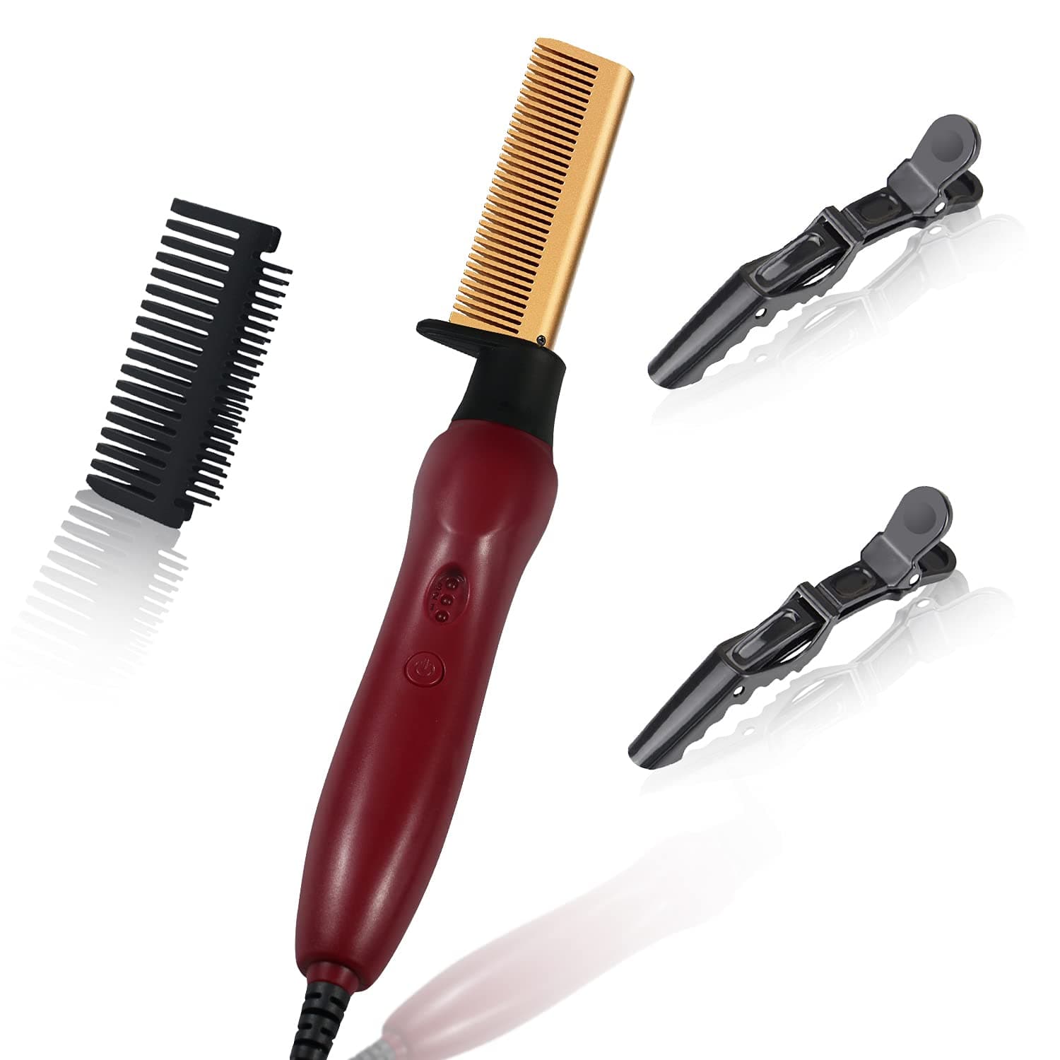 Hot Comb Electric Pressing Combs Hot Hair straightener Heating Comb Upgrade for Natural Black Hair - Update Gold