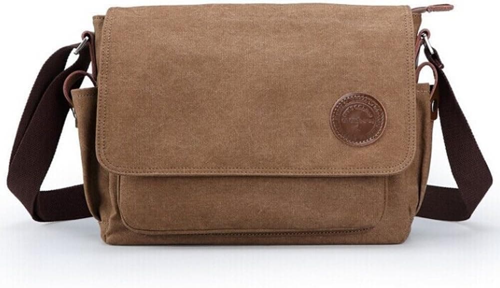 Ibagbar Vintage Canvas Messenger Bag Shoulder Bag Laptop Bag ipad Bag Bookbag Satchel Crossbody Bag Sling Bag Travel Bag Casual Bag Purse Bag Fanny Bag Handbag Daypack School Bag Work Bag Brown