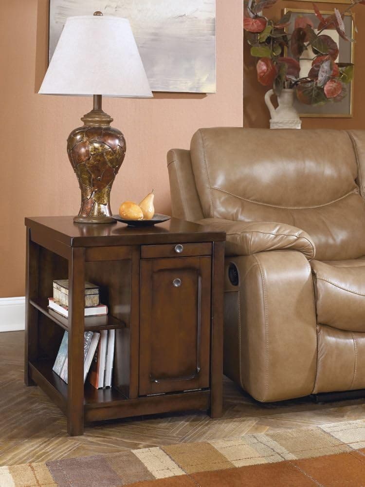 Kayden Medium Brown D Rectangular End Table