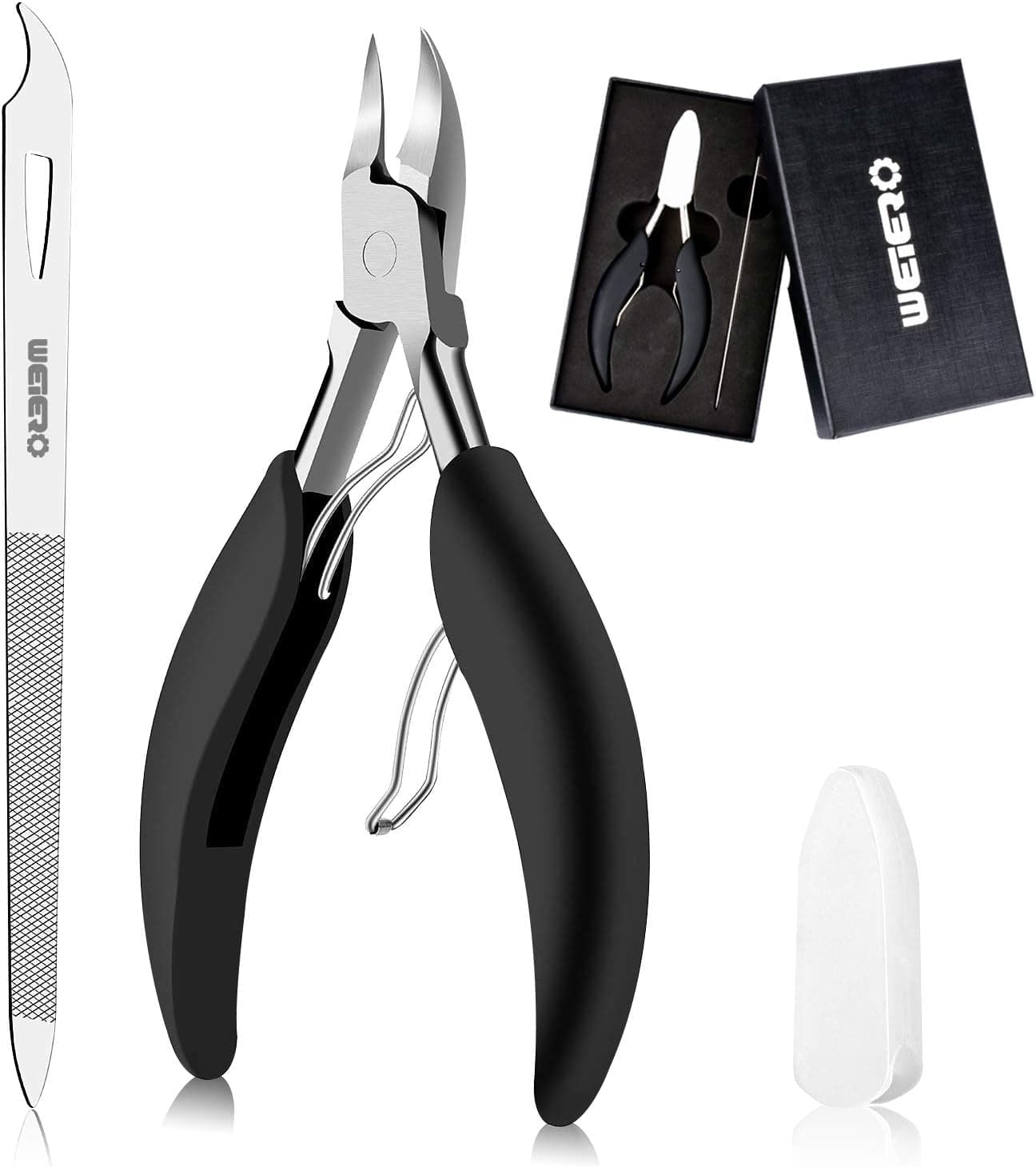 Toenail Clippers for Thick Toenails, Large Nail Clipper for Seniors, Nail Cutter for Men, Toe Nail Clipper Trimmer Medical-Grade, Podiatrist with Cuticle Pusher, with Easy-to-Grip Rubber Handle