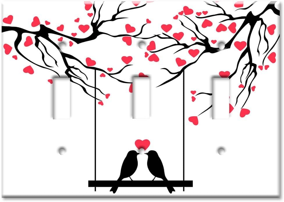 Art Plates Brand Triple Toggle Switch / Wall Plate - Love Birds