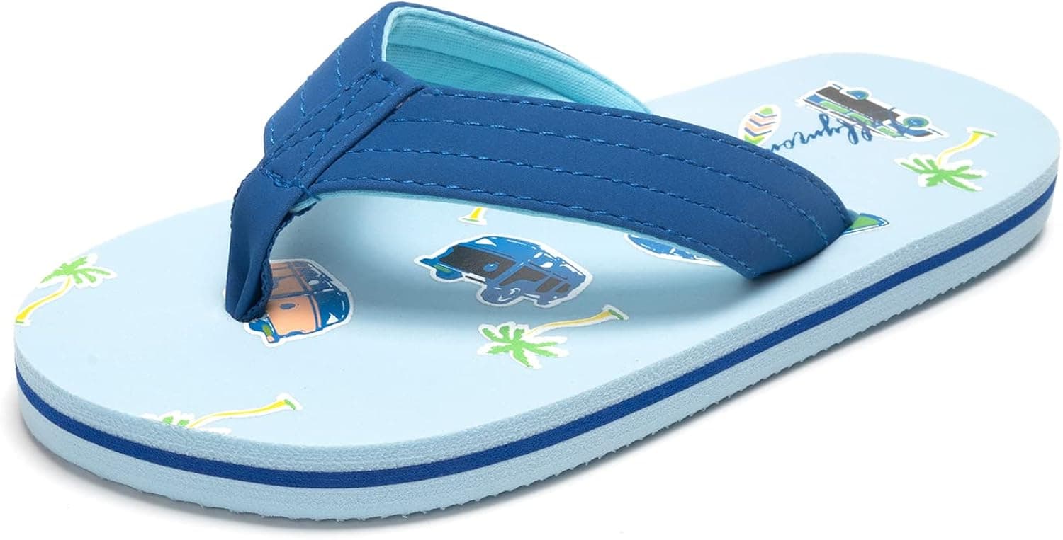 Luffymomo Unisex Kids Open-Toe Sandals Summer Beach Water Slides Flip Flops(Toddler/Little Kid)(13 Little Kid Royal Blue & Lt Blue)
