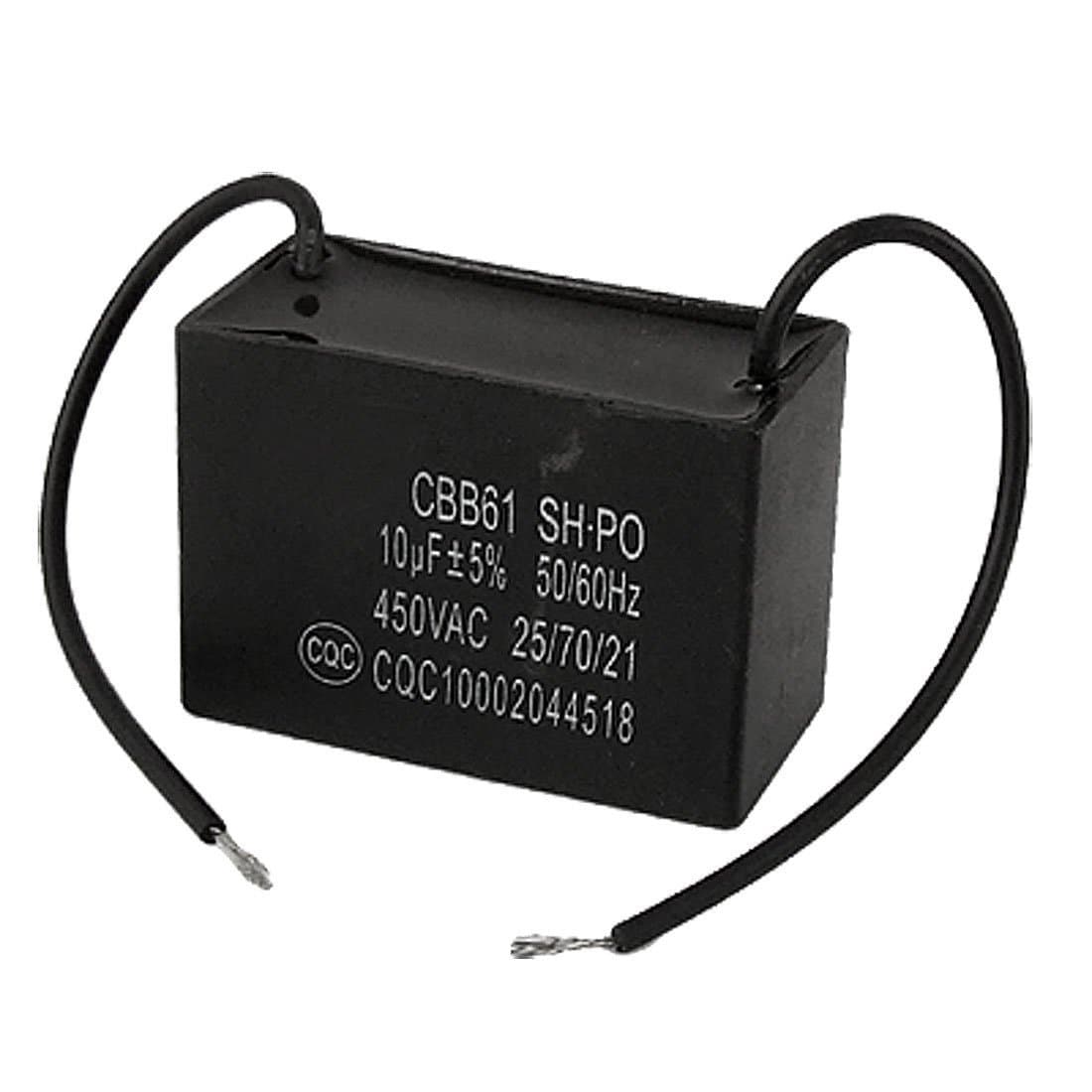 10uf 10MFD 450VAC 50/60Hz 2 Wire Fan Capacitor CBB61