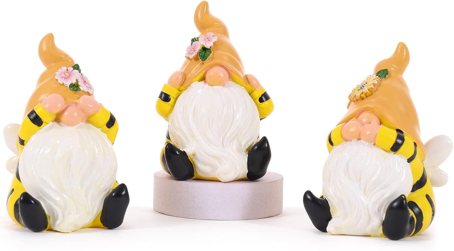 Cute 3 PCS Honey Bee Gnomes Statues FriyGardcn Bee Gnomes Figurines Table Decorations Handmade Gnomes Sculpture Home Decorations Garden Gnomes Home Décor