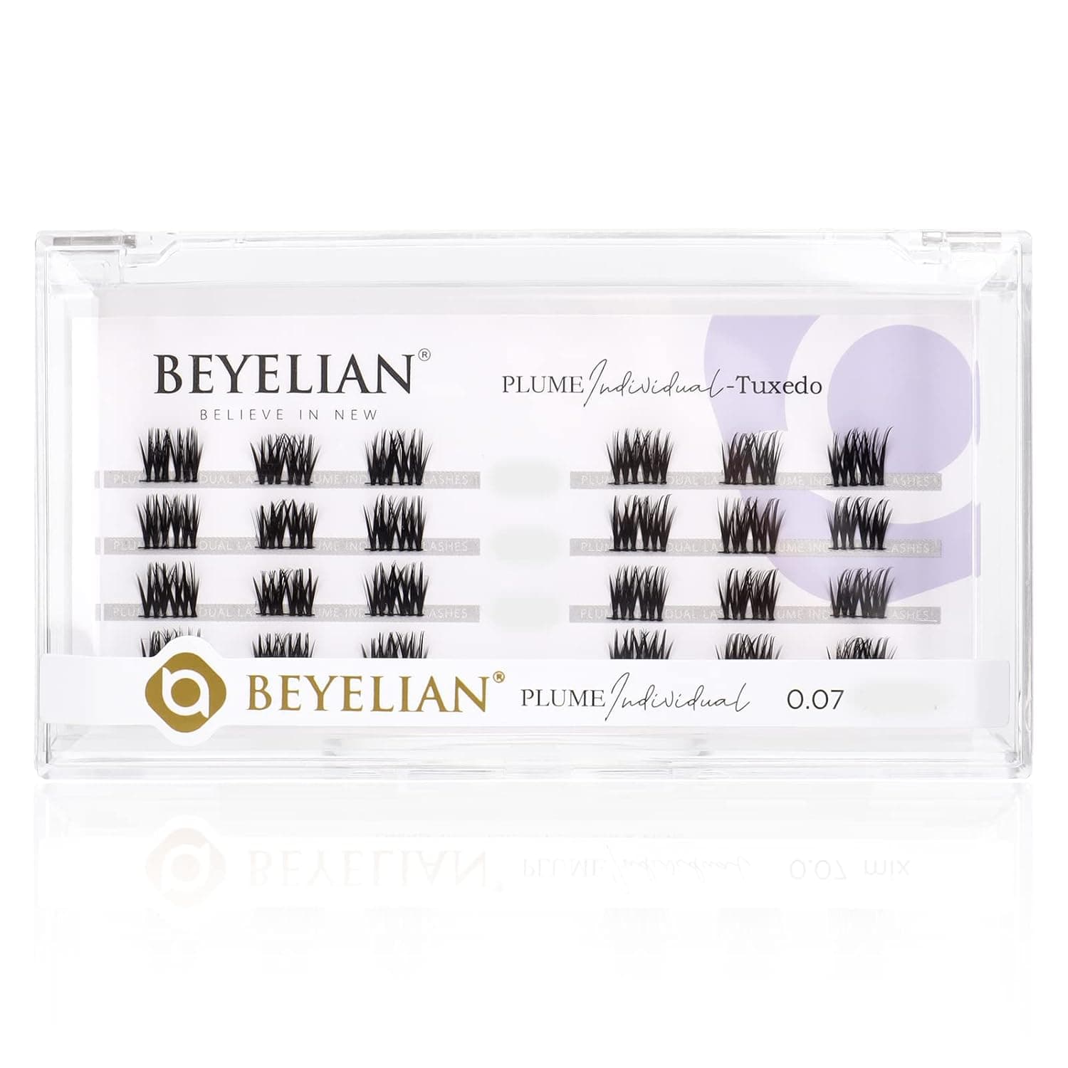 Cluster Lashes, DIY Eyelash Extension Eyelash Clusters Individual Natural Look Reusable Glue Bonded Black Super Thin Band 24 Lash Clusters by BEYELIAN (Style4 0.07 12mm Black Band)