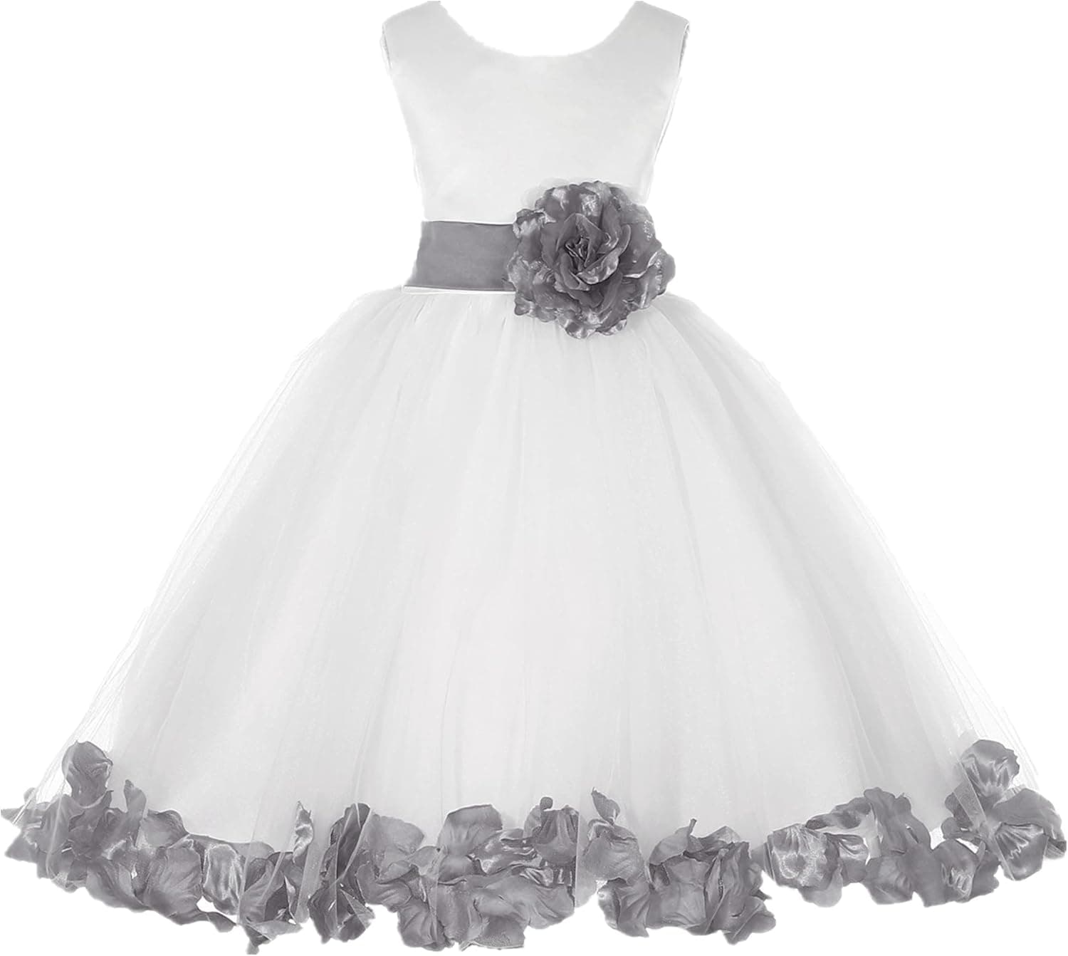 ekidsbridal White Floral Rose Petals Flower Girl Dress Birthday Girl Dress Junior Flower Girl Dresses 302s