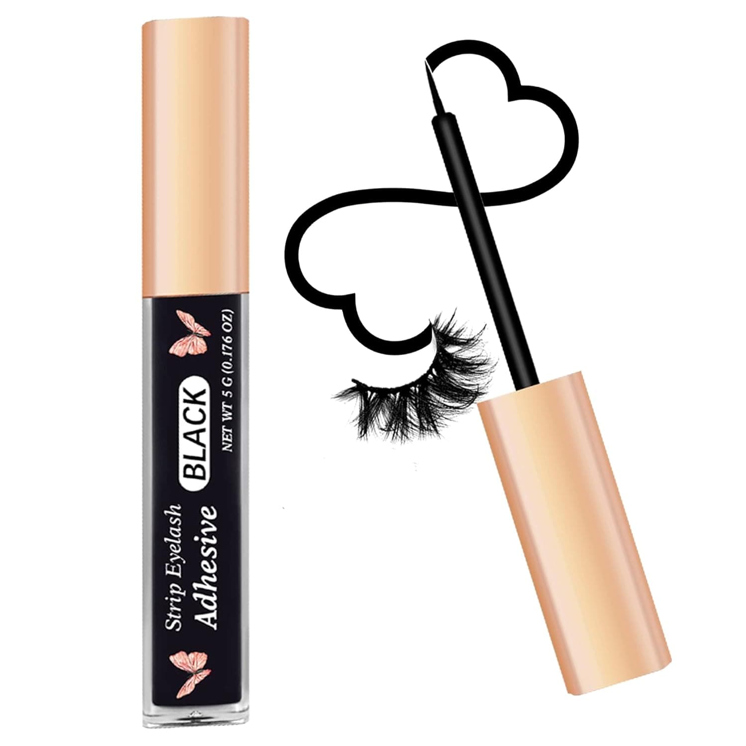 Black Eyelash Glue Super Strong Hold Eyelash Adhesive Waterproof Eyelash Glue Sensitive Eyes Lash Glue for False Lashes 0.18oz