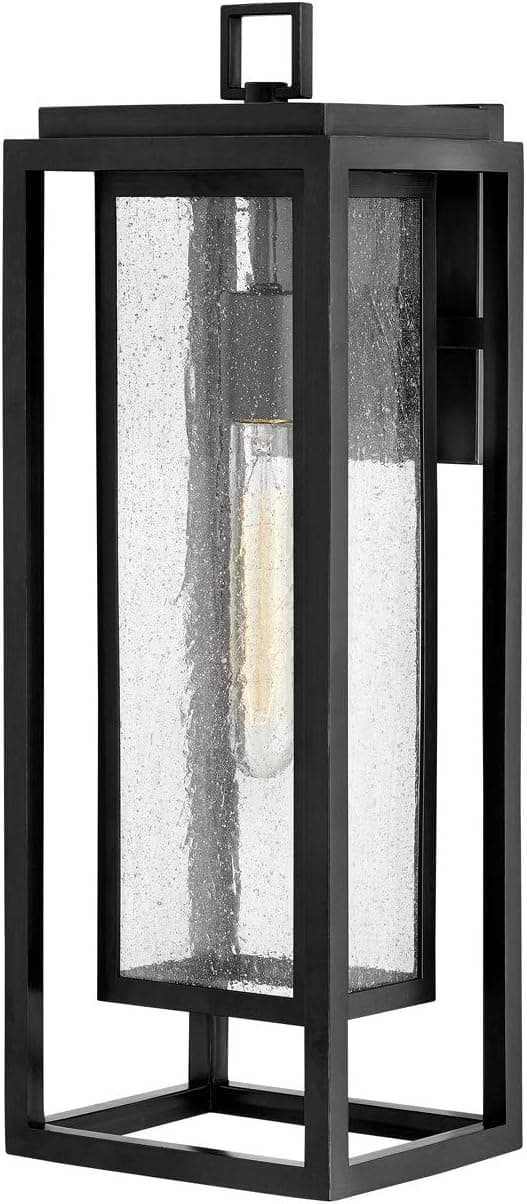Hinkley Republic 1005BK-LL Large Outdoor LED Wall Mount Lantern Light - Transitional/Modern, Double Frame Design, Coastal Elements Collection - Black